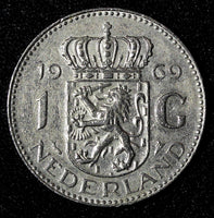 Netherlands Juliana Nickel  1969 Fish 1 Gulden 25 mm Royal Dutch KM# 184a  (941)