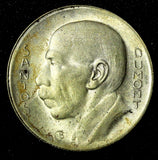 BRAZIL Silver 1938  5000 Reis Santos Dumont  Toned KM# 543 (27 503)