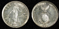 Philippines Silver 1937 M 10 Centavos 1sT Year Type Toned High Grade KM# 181 (2)