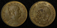 MEXICO Bronze 1966 Mo 5 Centavos Large type KM# 426 (27 437)