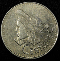 Guatemala Copper-Nickel 1993 25 Centavos KM# 278.5  (24 660)