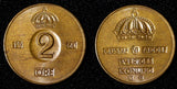 Sweden Gustaf VI Adolf Bronze 1960 TS 2 Ore GEM BU  KM# 821 (30 198)