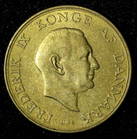 DENMARK Frederik IX Aluminum-Bronze 1957 C S 1 Krone  KM# 837.2 (27 718)