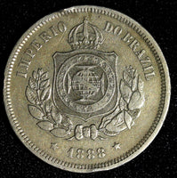 BRAZIL Pedro II Copper-Nickel 1888 100 Reis  KM# 483 (28 280)