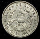 Guatemala Silver 1957 5 Centavos KM# 257.1 (24 421)