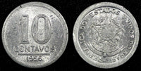 BRAZIL Aluminum 1956 10 Centavos Better Date Mintage-741,000 XF KM# 561  (809)