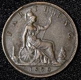 Great Britain Victoria Bronze 1890 Farthing KM# 753  (28 315)