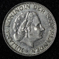 Netherlands Juliana Nickel  1967 Fish 1 Gulden 25 mm Royal Dutch KM# 184a  (942)