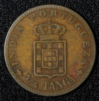 India-Portuguese Charles I Bronze 1901  1/4 Tanga Lisboa mint KM# 15 (27 988)