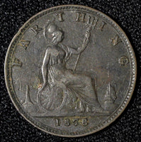 Great Britain Victoria Bronze 1878 Farthing KM# 753  (28 313)