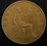 Great Britain Victoria Bronze  1885 1/2 Penny KM# 754 (24 197)