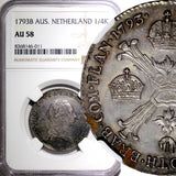 Austrian Netherlands Franz II Silver 1793 B 1/4 KronenThaler NGC AU58 KM# 60(11)