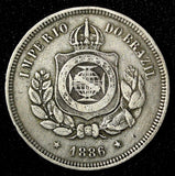 BRAZIL Pedro II Copper-Nickel 1886 100 Reis 1st Year for Type KM# 483 (28 278)