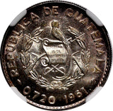 GUATEMALA Silver 1961 10 Centavos  NGC MS66 Nice Toned GEM BU KM# 262 (024)
