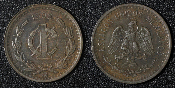 Mexico ESTADOS UNIDOS MEXICANOS Bronze 1906 1 Centavo Wide date KM# 415 (876)