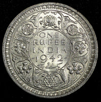 India-British George VI Silver 1942 (B) Rupee Mint Luster KM# 556  (27 314)