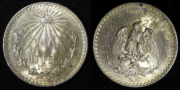 Mexico ESTADOS UNIDOS MEXICANOS Silver 1944 1 Peso aUNC KM# 455 (27 414)