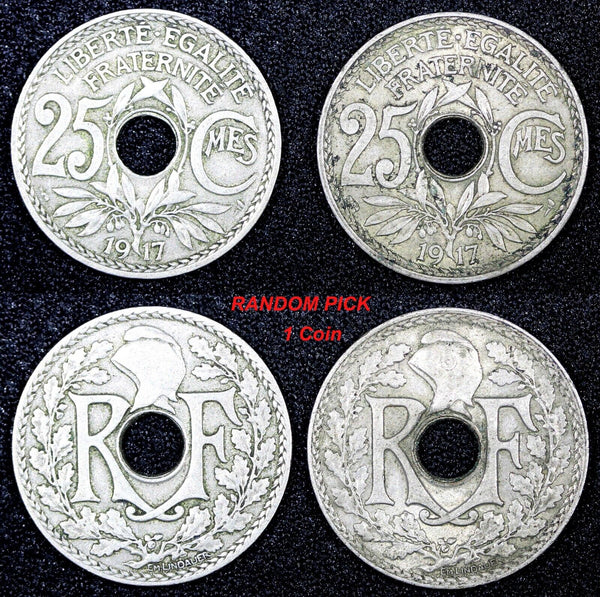 FRANCE 1917 25 Centimes 1st Year Type KM# 867a RANDOM PICK (1 Coin) (24 892)