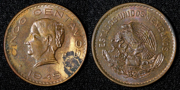 Mexico ESTADOS UNIDOS MEXICANOS Bronze 1945 5 Centavos WWII ISSUE KM# 424 (933)