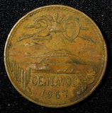 MEXICO  Bronze 1967 Mo 20 Centavos KM# 440 (27 536)