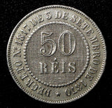 BRAZIL Pedro II Copper-Nickel 1886 50 Reis Mintage-590.000 KM# 482 (27 786)