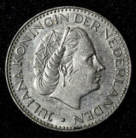 Netherlands Juliana Nickel  1968 1 Gulden 25 mm Royal Dutch KM# 184a  (27 940)
