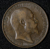 Great Britain Edward VII Bronze 1907 1/2 Penny KM# 793.2 (28 896)