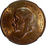 GREAT BRITAIN George V Bronze 1935 1 Penny NGC MS63 RB NICE TONING KM# 838 (04)