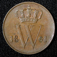 Netherlands William III Copper 1861 1 Cent KM# 100 (27 751)