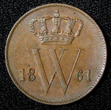 Netherlands William III Copper 1861 1 Cent KM# 100 (27 751)