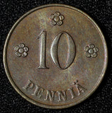 Finland Copper 1921 10 Penniä 22 mm KM# 24 (28 639)