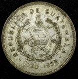 Guatemala Silver 1958 25 Centavos Mintage-394 361 27mm Toned KM# 258 (24 647)