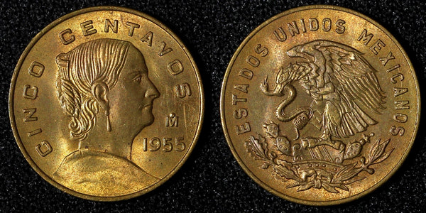 Mexico ESTADOS UNIDOS MEXICANOS 1955 5 Centavos Better Date UNC KM# 426 (28 001)