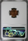 SWEDEN Oscar I Copper 1849 1/6 Skilling Mintage-536,544 NGC MS64 RB KM# 656 (87)