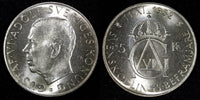 SWEDEN Silver 1952 ST 5 Kronor 70th Birthday Gustaf VI Adolf BU KM# 828 (27 255)