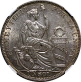 PERU Silver 1930 1 Sol Lima Mint Large Letters NGC MS62 SCARCE DATE KM#218.2 (5)