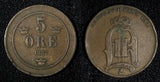 SWEDEN  Oscar II Bronze 1882 5 Öre Small Letters KM# 736 (27 685)