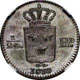Sweden Carl XIII Silver 1810 OL 1/24 Riksdaler NGC AU Detail 1st DateType KM#580