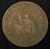 French Indo-China Bronze 1885 A 1 Cent 31 mm XF KM# 1 (27 232)