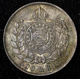 BRAZIL Pedro II Silver 1868 500 Reis Rio de Janeiro Nice Toned KM# 477  (27 513)