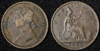 Great Britain Victoria Bronze 1885 Farthing KM# 753  (28 310)