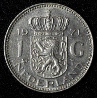 Netherlands Juliana Nickel  1971 1 Gulden 25 mm Royal Dutch KM# 184a  (943)