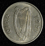 Ireland Republic Copper-Nickel 1971 5 Pence Bull KM# 22 (28 025)