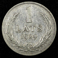 Latvia Silver 1924 1 Lats 2 Years Type 23mm KM# 7 (24 333)