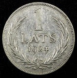 Latvia Silver 1924 1 Lats 2 Years Type 23mm KM# 7 (24 333)