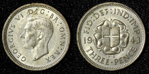 Great Britain George VI Silver 1942 3 Pence KM# 848  (28 200)