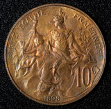 FRANCE  1898 10 Centimes 1st Year Type UNC  Nice Toned KM# 843 (28 014)