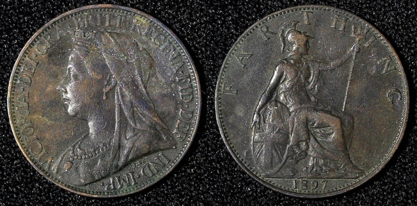 Great Britain Victoria Bronze 1897 Farthing KM# 788.2  (28 311)