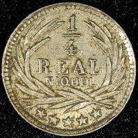 GUATEMALA Copper-Nickel  1901 H 1/4 Real  Heaton Mint Toned KM# 175 (24 565)