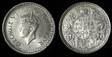 India-British George VI Silver 1943 (B) 1/2 Rupee Bombay UNC Luster KM# 552 (26)